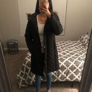 Black Ling Hooded Puffer Jacket